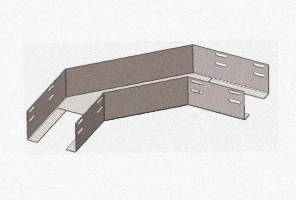 Лоток угловой замковый перфорированный КГЗ 200х65-90 УХЛ1 поворот на 90, горячее цинкование S1,5