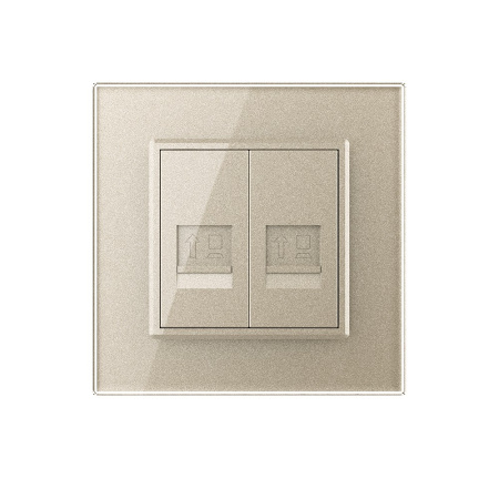 Розетка интернет двойная RJ-45 кат.6 1 пост, цвет шампань Livolo