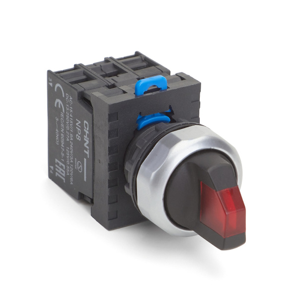 Переключатель подсвет. NP8-20XD/333, 3 полож. самовозв. 45град, красн., AC110-230В, 2НО, IP65 (R) CHINT