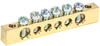 Шина PEN "земля-ноль" 6х9мм 6/2 (6групп/крепеж по краям) IEK