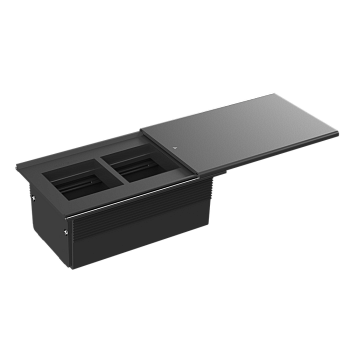 Donel Настольный встраиваемый розеточный блок, сдвижная крышка, 4 мод. (2 мод. 45х45), черный