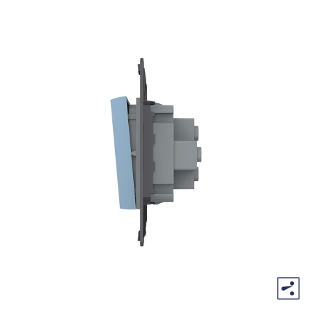 Одноклавишный проходной механический выключатель, цвет синий (механизм) Livolo