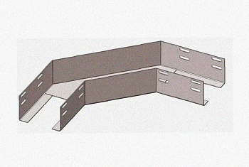 Лоток угловой замковый перфорированный КГЗ 600х200-90 УТ1,5 поворот на 90, горячее цинкование, S1,5