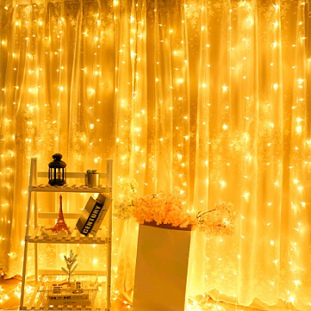 Гирлянда штора 3х3 метра 192 LED 8 режимов 220V 19,6Вт 3000К IP65 Giant4