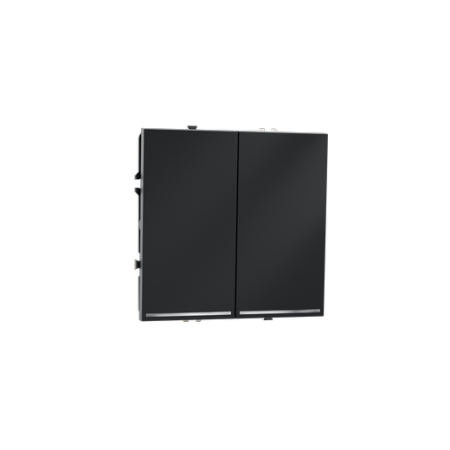 Проходной переключатель встраиваемый Voltum S70 двухклавишный с подсветкой 10А, (графит)