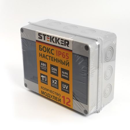 Бокс настенный STEKKER EBX50-1/12-65 12 модулей, пластик, IP65