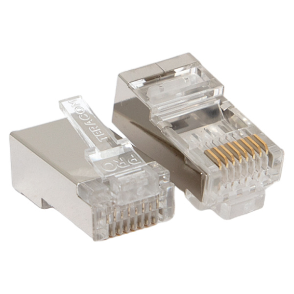 Коннектор RJ-45 TERACOM PRO экранированный 8P8C 30мкд Cat,6 (упак,20шт) EKF