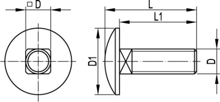 Винт с гладкой головкой и квадратным подголовником М8х20 DKC