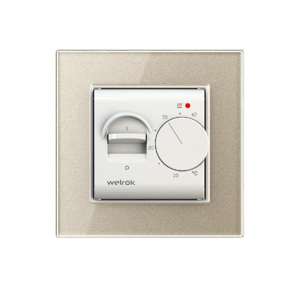Терморегулятор Welrok MEX для рамки LIVOLO с механическим управлением, датчик пола 3 м, цвет белый с рамкой шампань