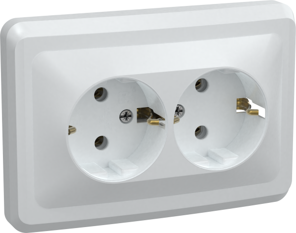 Розетка 2-местная РС12-3-ВБ с з/з без защитной шторки 16А ВЕГА белый IEK