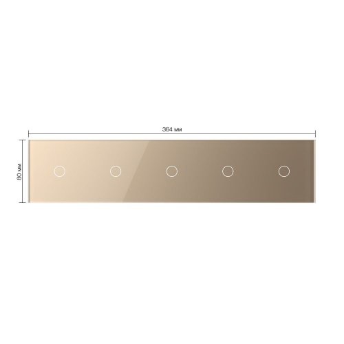 Панель для пяти однолинейных выключателей: 1 + 1 + 1 + 1 + 1 Золотая Livolo фото 2