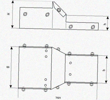 Лоток переходной замковый ЛПЗ 300х100-200х100 УХЛ1, горячее цинкование, S1,5
