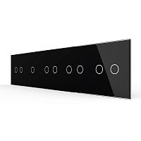 Панель для пяти сенсорных выключателей, 9 клавиш (2+1+2+2+2), цвет черный, стекло Livolo