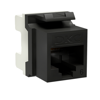 Модуль Keystone RJ45 CAT6 неэкранированный, 180 градусов, черный (форм-фактор A10) DKC