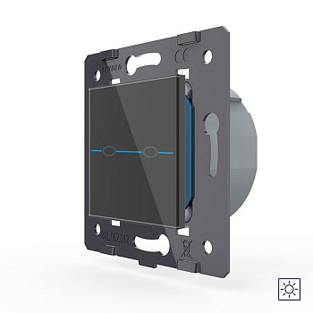 Выключатель Quadro 2 клавиши сухой контакт Черный (механизм) Livolo