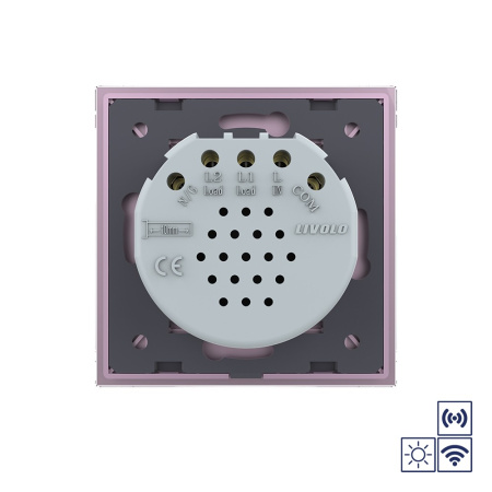 Сенсорный импульсный радиоуправляемый выключатель сухой контакт 2 клавиши 1 модуль Розовый Livolo