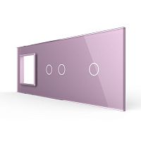 Панель для розетки и двух сенсорных выключателей, 3 клавиши (2+1), цвет розовый, стекло Livolo