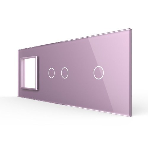 Панель для розетки и двух сенсорных выключателей, 3 клавиши (2+1), цвет розовый, стекло Livolo