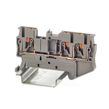Клемма проходная, зажим push-in, 3 точки подключения, 2.5 кв.мм, серая DKC