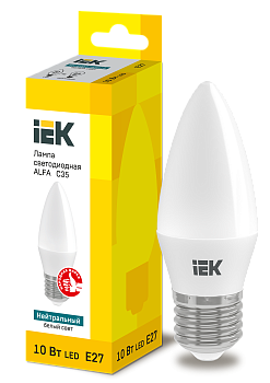 Лампа светодиодная ALFA C35 свеча 10Вт 230В 4000К E27 IEK