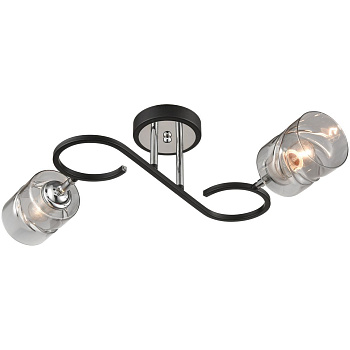 Люстра потолочная Черный, Хром/Дымчатый E27 2*60Вт 235-107-02 VELANTE