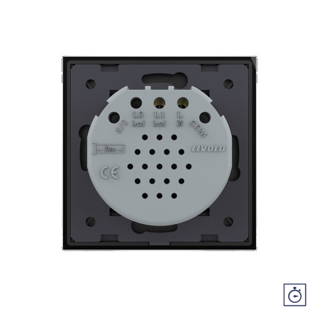 Сенсорный выключатель с таймером Quadro 1 клавиша 1 модуль Черный Livolo