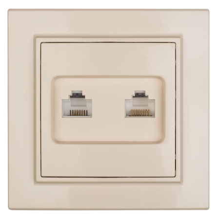 Минск Розетка RJ-45 2-местная СП бежевая EKF