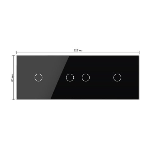 Панель тройная: 1 выключатель + 2 выключателя + 1 выключатель Черная Livolo фото 2