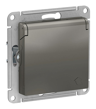 ATLASDESIGN Розетка СУ 1 мест. с зазем. с защит. крышкой и шторками 16А сталь IP20 Schneider Electric
