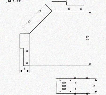 Лоток замковый перфорированный КСЗ 200х65-90 УТ1,5 для поворота трассы вниз на 90, горячее цинкование, S1,5