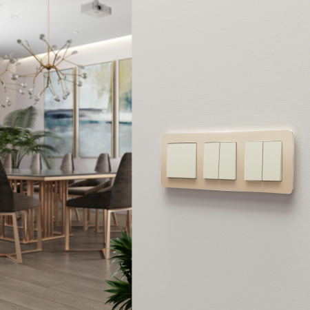 Выключатель двухклавишный проходной (айвори матовый) СУ IP20 Werkel