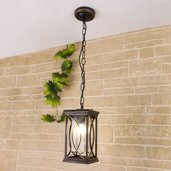 Подвесной уличный светильник 1*E27 черное золото IP33 Spica H (a048173) Elektrostandard