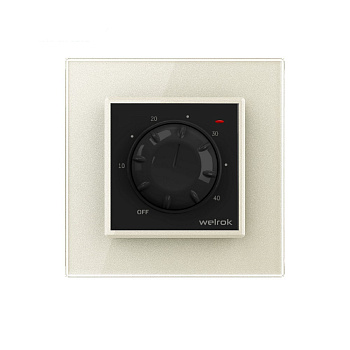 Терморегулятор Welrok RTP для рамки LIVOLO с механическим управлением, датчик пола 3 м, цвет черный с жемчужной рамкой