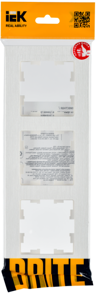 BRITE Рамка 3-мест. РУ-3-Бр бел. рифленый IEK