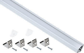 Профиль алюминиевый для светодиодной ленты 1919 накладной треугольный 2м с комплектом аксессуаров (о