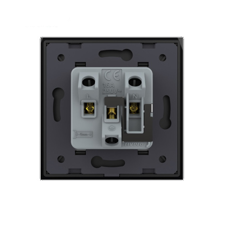 Розетка электрическая универсальная 16А 1 пост, цвет черный Livolo