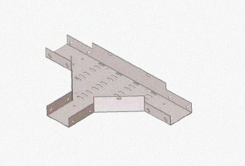 Лоток тройниковый замковый перфорированный ОТЗ 50х50 (Rп300) УХЛ1, радиус поворота трассы 300 мм, горячее цинкование S1,5