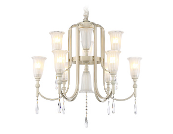 Подвесная люстра с хрусталем TR3248/9 BG/GD/FR бежевый/золото/белый матовый E14*9 max 40W D735*720 Ambrella Light