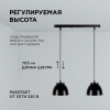 16-63 (1113/2) Светильник декоративный, подвесной, 230В/50Гц, 2хЕ27, мах 40Вт, 415х700х13мм, IP20, металл, чёрный, крепление на планку, лампа в комлек