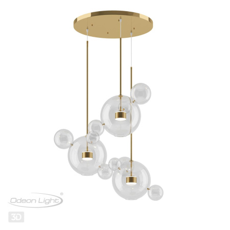 Люстра LED 36W 4000K BUBBLES золотой/прозрачный B ODEON LIGHT