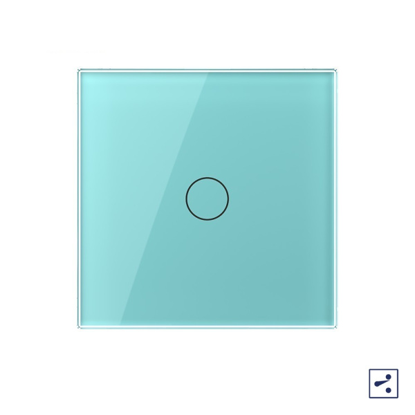 Одноклавишный проходной/перекрестный сенсорный выключатель 1 пост, цвет зеленый Livolo