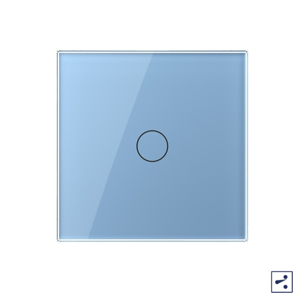 Одноклавишный проходной/перекрестный сенсорный выключатель 1 пост, цвет синий Livolo