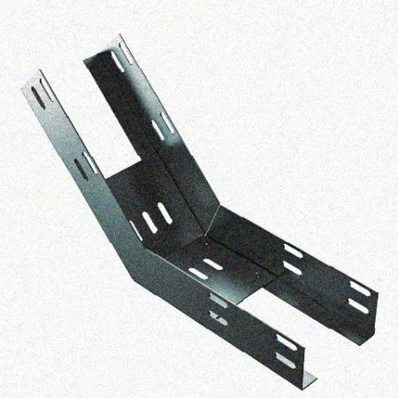 Лоток перфорированный КП 50х50-45 УТ1,5 для поворота трассы вверх на 45, оцинкованный лист S0,8