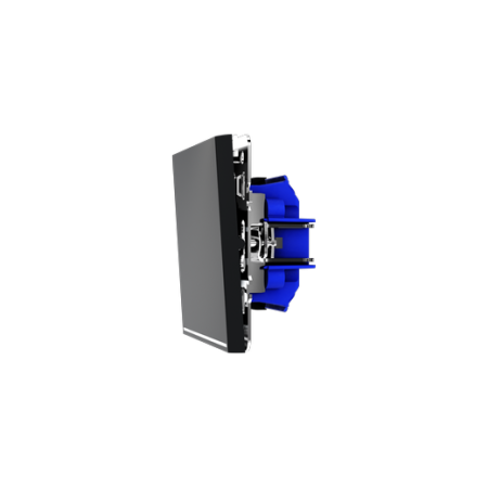 Выключатель встраиваемый Voltum S70 одноклавишный с подсветкой 10А, (черный матовый)