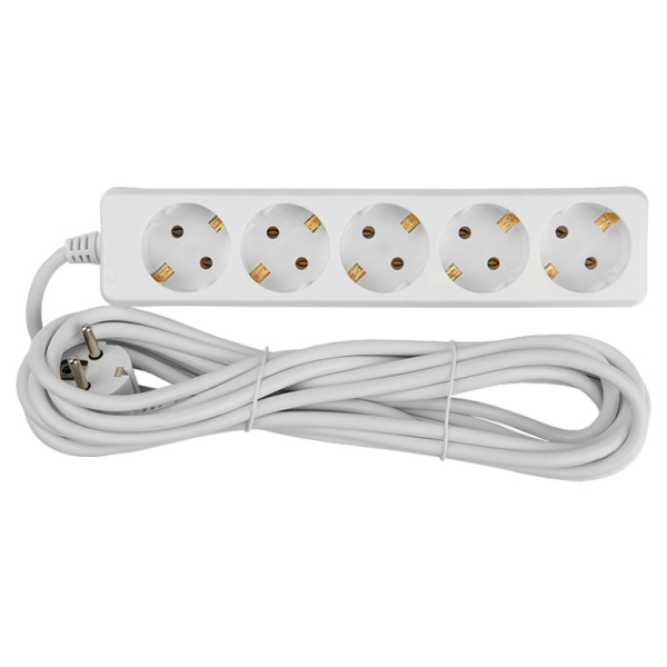 Удлинитель бытовой GES-16-3x100-5-7m, 16А, 3х1 мм2, 5 мест, 7 метров, с заземлением, без вылючателя General