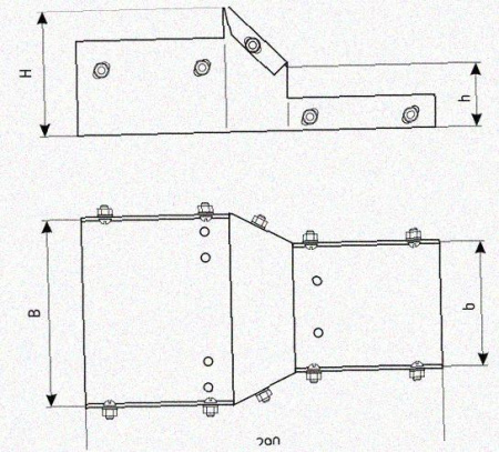 Лоток переходной замковый ЛПЗ 300х100-100х100 УХЛ1, горячее цинкование, S1,5