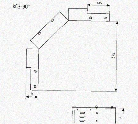 Лоток замковый перфорированный КСЗ 80х80-90 УТ1,5 для поворота трассы вниз на 90, оцинкованный лист, S1,5