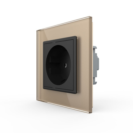 Розетка Livolo 1 пост Черная с золотой рамкой VL-C7C1EU-12/13 Розетка Livolo 1 пост Черная с золотой рамкой VL-C7C1EU-12/13