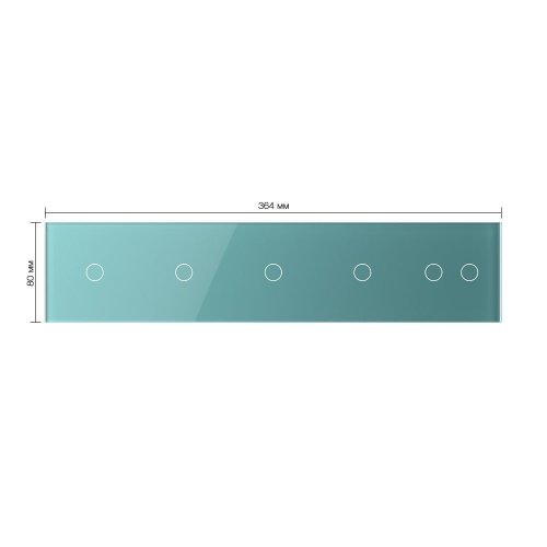 Панель для пяти сенсорных выключателей, 6 клавиш (1+1+1+1+2), цвет зеленый, стекло Livolo фото 2