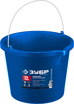 Усиленное строительное ведро, 12 л, первичный высокопрочный пластик, с носиком, Профи ЗУБР